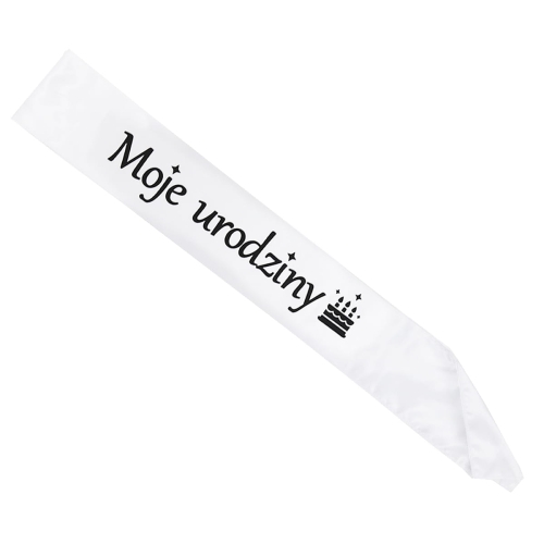 SZARFA MOJE URODZINY BIAŁA 85cm