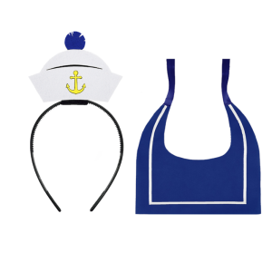 ZESTAW MARYNARZ BIAŁO-GRANATOWY 3el