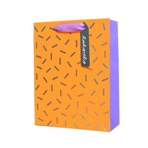 TOREBKA PREZENTOWA PASKI POMARAŃCZOWA 26x32cm