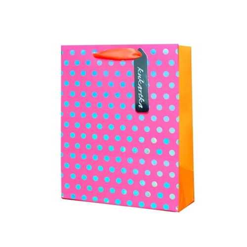 TOREBKA PREZENTOWA GROSZKI RÓŻOWA 23x18cm