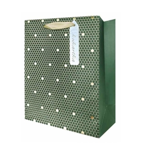 TOREBKA PREZENTOWA PLASTRY MIODU CIEMNOZIELONA 23x18cm