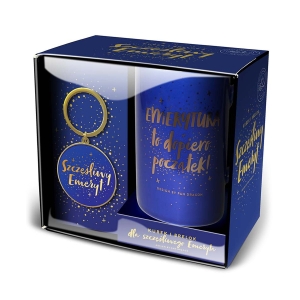 KUBEK Z BRELOKIEM EMERYTURA TO DOPIERO POCZĄTEK NIEBIESKI 350ml