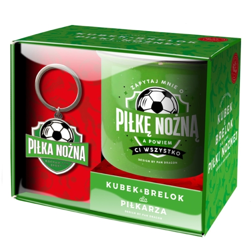 KUBEK Z BRELOKIEM PIŁKA NOŻNA ZIELONY 330ml