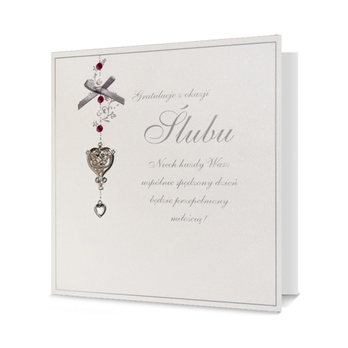 KARTKA ŚLUBNA GRATULACJE Z OKAZJI ŚLUBU BIAŁA 18x19cm