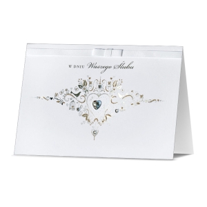 KARTKA ŚLUBNA W DNIU WASZEGO ŚLUBU ORNAMENT BIAŁA 24x17cm
