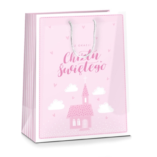 TOREBKA PREZENTOWA CHRZEST ŚWIĘTY KOŚCIÓŁ RÓŻOWA 32x26cm