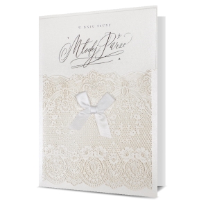 KARTKA ŚLUBNA MŁODEJ PARZE SERWETA BIAŁA 24x17cm