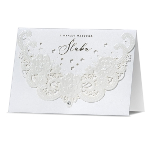 KARTKA ŚLUBNA Z OKAZJI ŚLUBU ORNAMENT BIAŁA 19x14cm