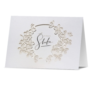 KARTKA ŚLUBNA Z OKAZJI ŚLUBU KWIATY BIAŁA 17x12cm