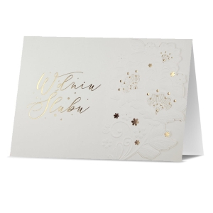 KARTKA ŚLUBNA W DNIU ŚLUBU KWIATY BIAŁA 19x13cm