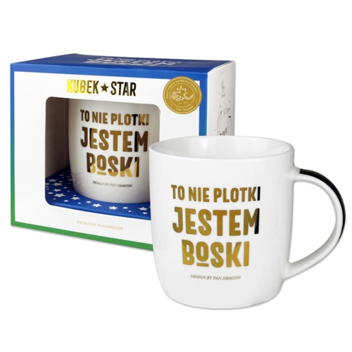 KUBEK TO NIE PLOTKI JESTEM BOSKI BIAŁY 350ml