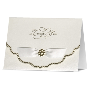 KARTKA ŚLUBNA Z OKAZJI ŚLUBU KORALIKI BIAŁA 17x12cm