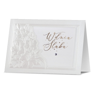 KARTKA ŚLUBNA W DNIU ŚLUBU KWIATY RAMKA BIAŁA 19x13cm