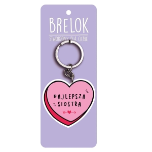 BRELOK SERCE NAJLEPSZA SIOSTRA RÓŻOWY