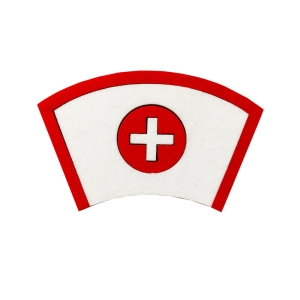 PANEL CZEPEK PIELĘGNIARKI FILCOWY BIAŁO-CZERWONY 14,5x8cm