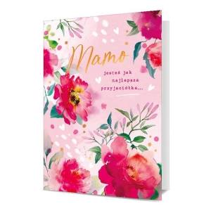 KARTKA DZIEŃ MATKI NAJLEPSZA PRZYJACIÓŁKA KWIATY RÓŻOWA 17x12cm