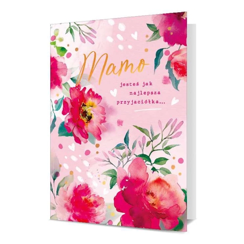 KARTKA DZIEŃ MATKI NAJLEPSZA PRZYJACIÓŁKA KWIATY RÓŻOWA 17x12cm
