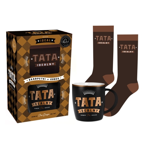 KUBEK + SKARPETY TATA IDEALNY CZARNY