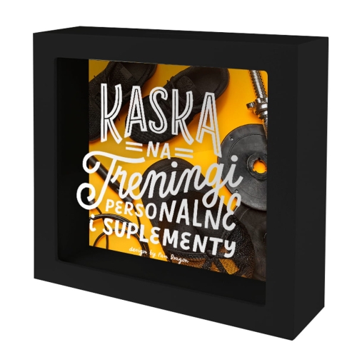 SKARBONKA KASKA NA TRENINGI CZARNA 15x15cm