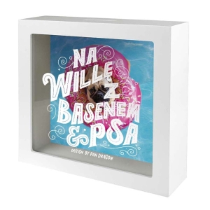 SKARBONKA NA WILLĘ Z BASENEM I PSA BIAŁA 15x15cm