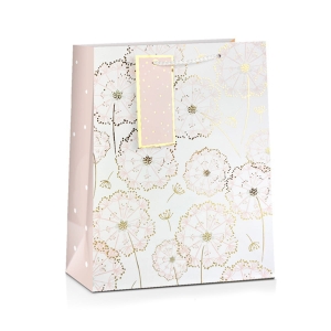 TOREBKA PREZENTOWA DMUCHAWCE BIAŁO-RÓŻOWA 32x26cm