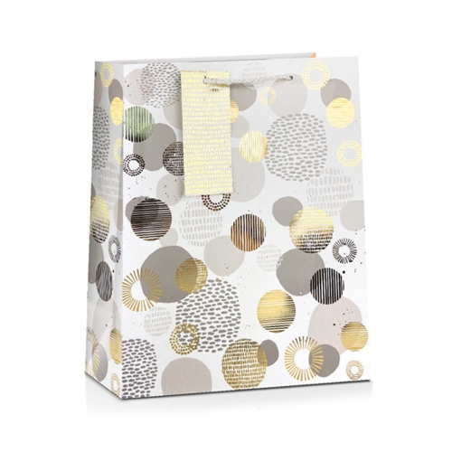 TOREBKA PREZENTOWA KÓŁKA BIAŁO-SZARA 23x18cm