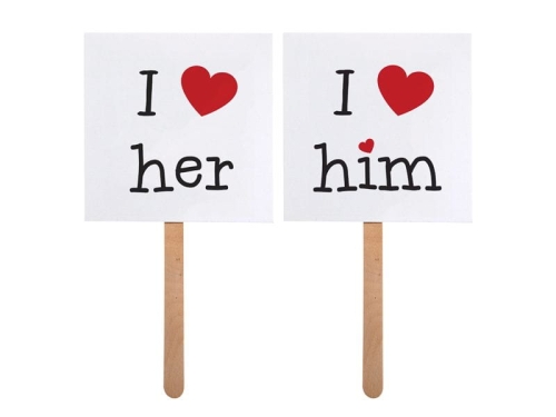 KARTECZKI DO FOTOBUDKI I LOVE HIM I LOVE HER
