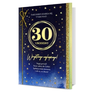 KARTKA 30 URODZINY GWIAZDKI ZŁOTO-GRANATOWA 19x13cm