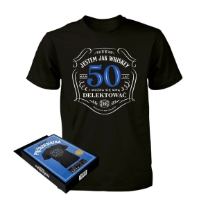 KOSZULKA 50 URODZINY JESTEM JAK WHISKEY CZARNA M