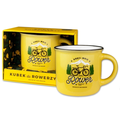 KUBEK KRĘCI MNIE ROWER ŻÓŁTY 350ml