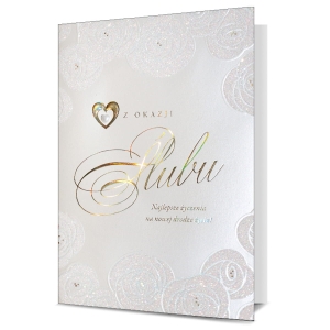 KARTKA ŚLUBNA Z OKAZJI ŚLUBU KORALIK RÓŻE BEŻOWA 19x13cm