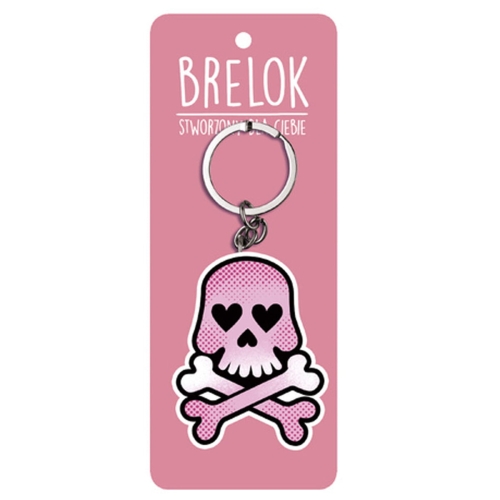 BRELOK CZASZKA OCZY SERCA RÓŻOWA