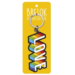 BRELOK NAPIS LOVE TĘCZOWY