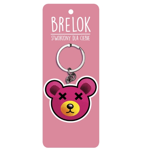 BRELOK MIŚ KRZYŻYKI NA OCZACH RÓŻOWY