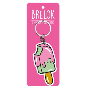 BRELOK LODY NA PATYKU RÓŻOWO-ZIELONE