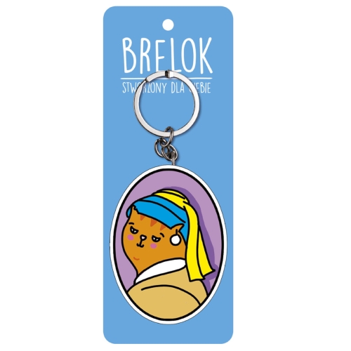 BRELOK KOTEK OBRAZ DZIEWCZYNA Z PERŁĄ