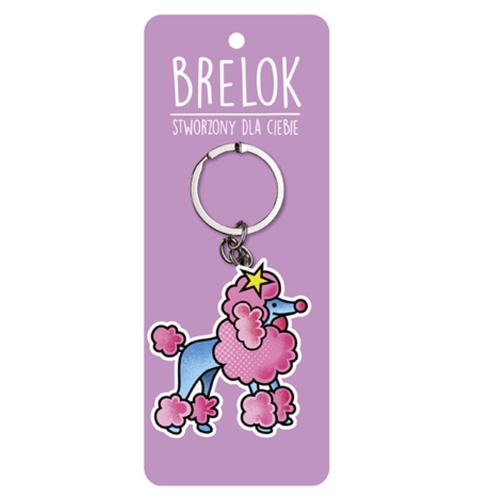 BRELOK PIESEK PUDEL RÓŻOWO-NIEBIESKI