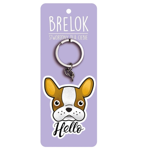 BRELOK PIESEK BULDOG FRANCUSKI BRĄZOWO-BIAŁY