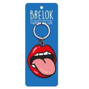 BRELOK USTA WYSTAWIONY JĘZYK RÓŻOWO-CZERWONY