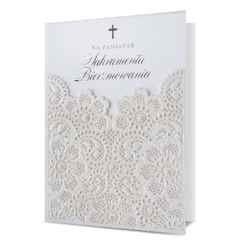 KARTKA BIERZMOWANIE NA PAMIĄTKĘ SAKRAMENTU BIAŁA 19x13cm