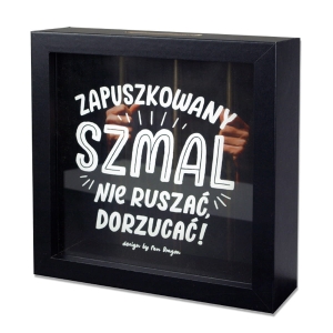 SKARBONKA ZAPUSZKOWANY SZMAL CZARNA 15x15cm