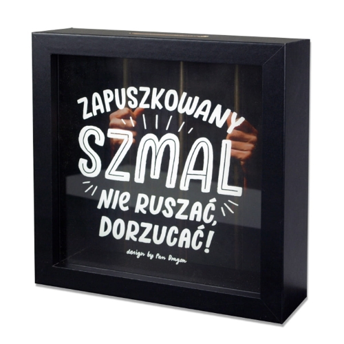 SKARBONKA ZAPUSZKOWANY SZMAL CZARNA 15x15cm