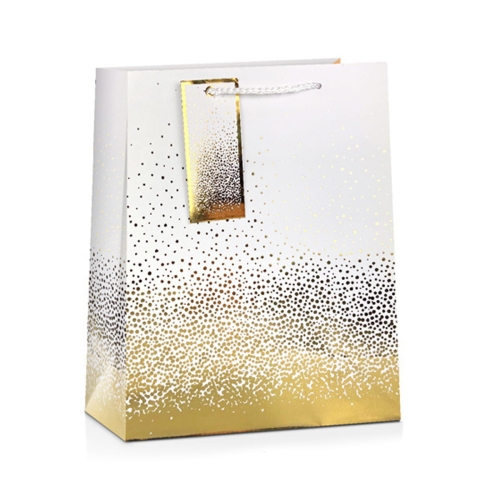 TOREBKA PREZENTOWA GROSZKI BIAŁO-ZŁOTA 44x33cm