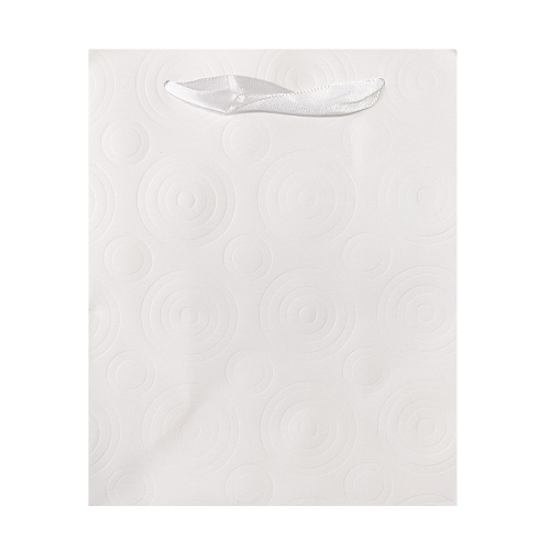 TOREBKA PREZENTOWA KÓŁKA TŁOCZONA BIAŁA 30x40cm