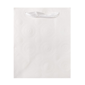 TOREBKA PREZENTOWA KÓŁKA TŁOCZONA BIAŁA 32x26cm