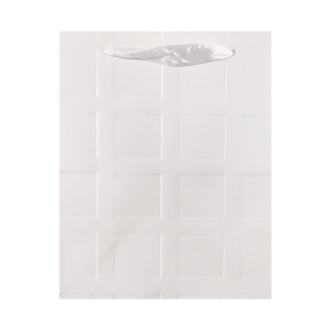 TOREBKA PREZENTOWA KRATKA TŁOCZONA BIAŁA 32x26cm