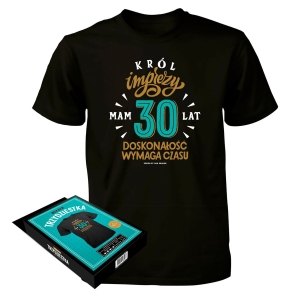 KOSZULKA 30 URODZINY KRÓL IMPREZY CZARNA M