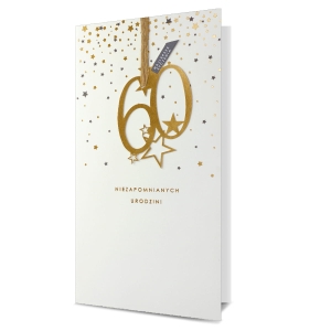 KARTKA 60 URODZINY GWIAZDKI BEŻOWA 23x12cm