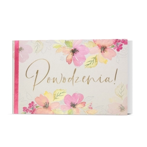 KARTKA POWODZENIA KWIATY BIAŁA 19x13cm