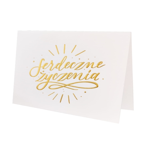 KARTKA SERDECZNE ŻYCZENIA BIAŁO-ZŁOTA 17x12cm